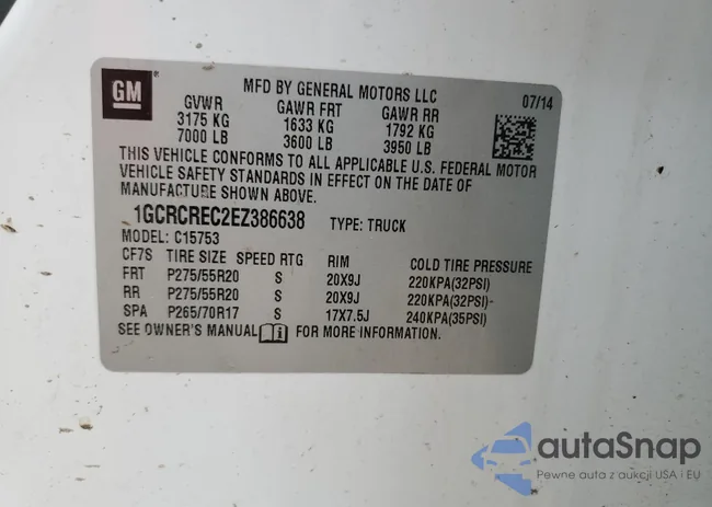 1GCRCREC2EZ386638: 50213085