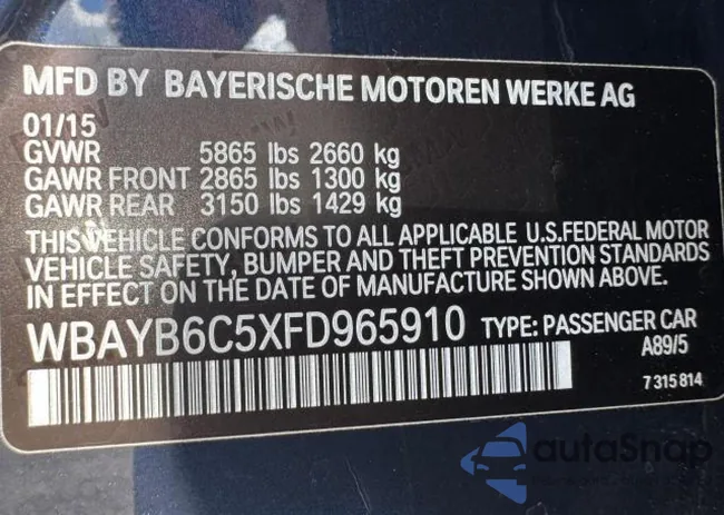 WBAYB6C5XFD965910: 55407895