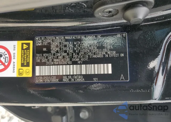 2T2ZK1BA1DC092160: 54657135