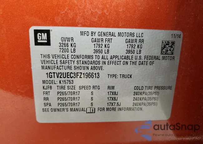 1GTV2UEC3FZ196613: 54310194