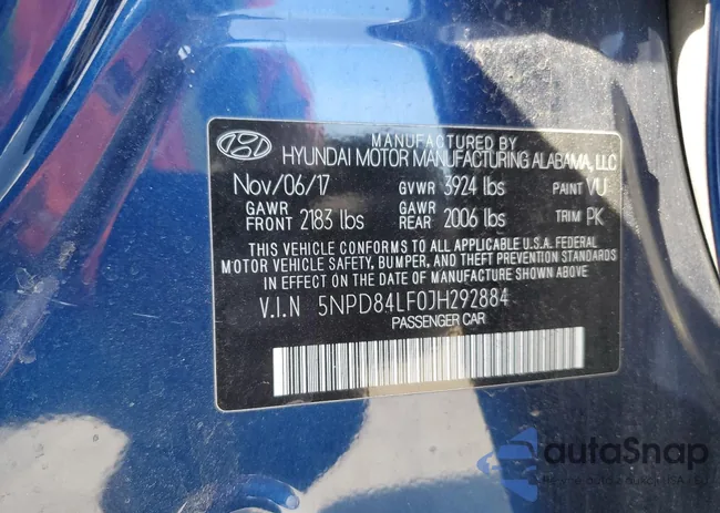 5NPD84LF0JH292884: 54116785