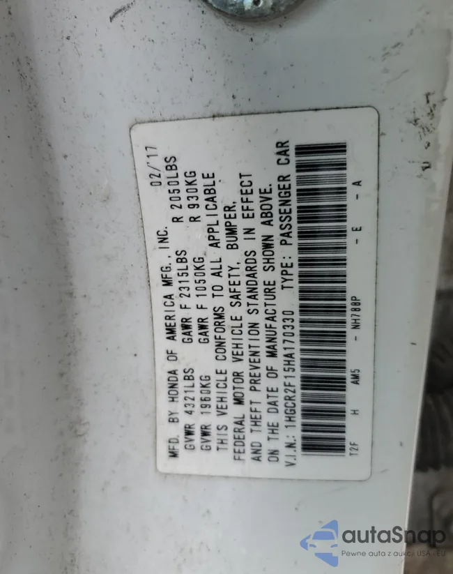 1HGCR2F15HA170330: 56474915