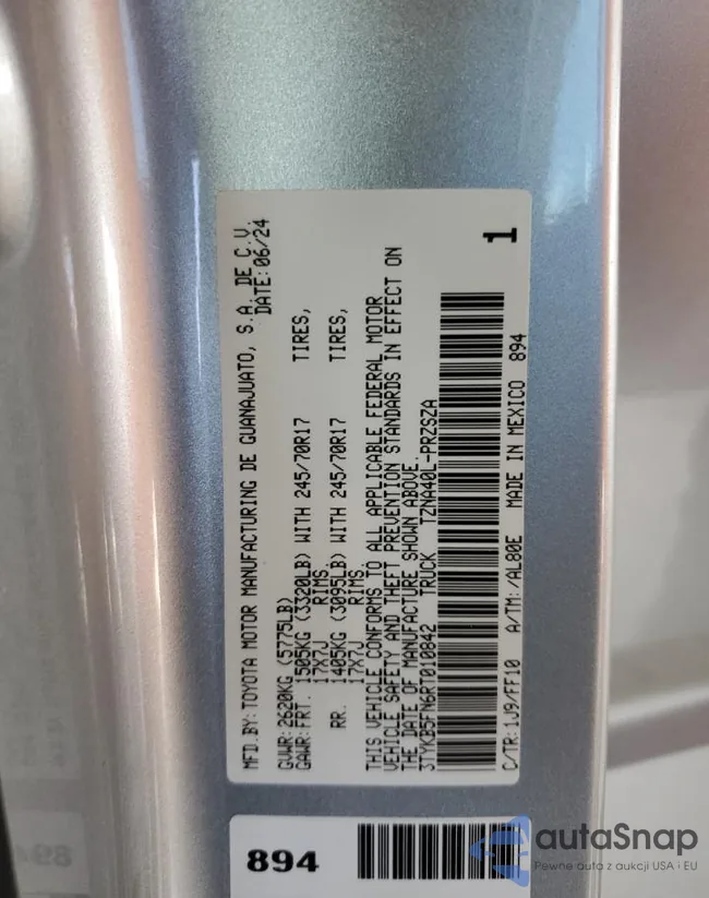 3TYKB5FN6RT010842: 57931105