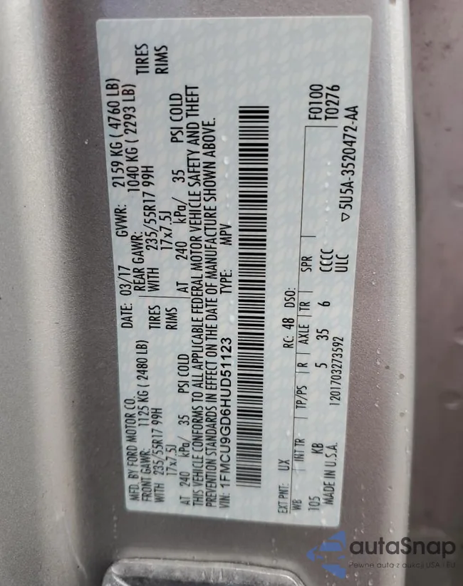 1FMCU9GD6HUD51123: 54655065