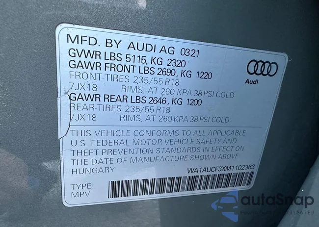 WA1AUCF3XM1102363: 58672195