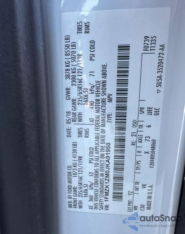 1FMZK1ZM0JKA91950: 58630965