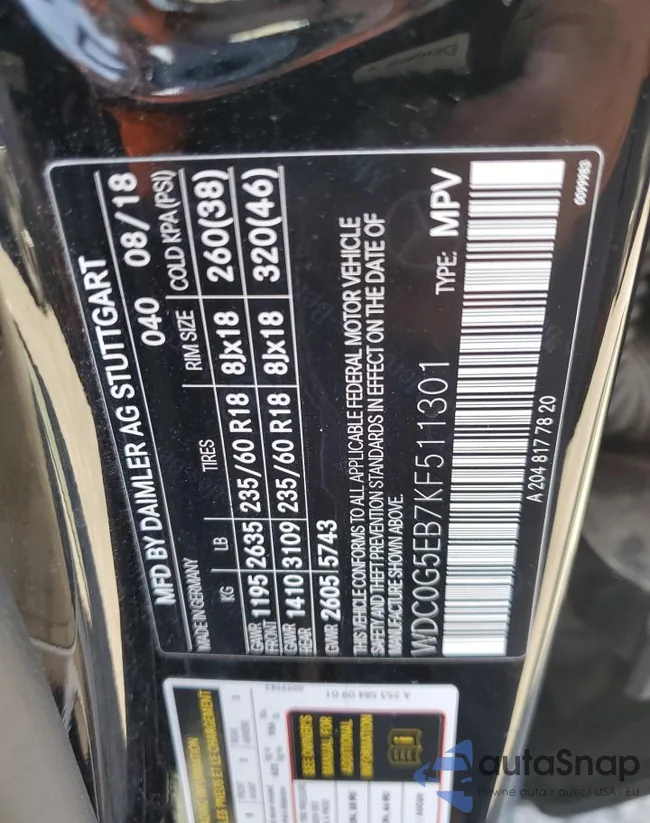 WDC0G5EB7KF511301: 57969245