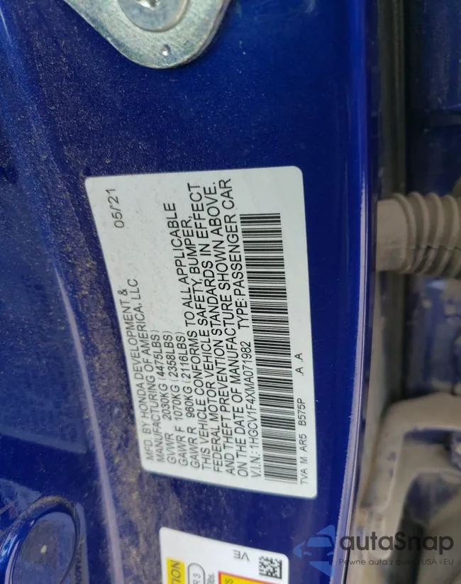 1HGCV1F4XMA071982: 57742685