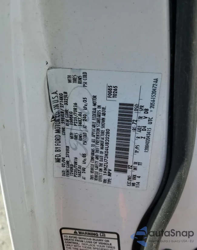 1FMZU73K04UB20280: 58276885