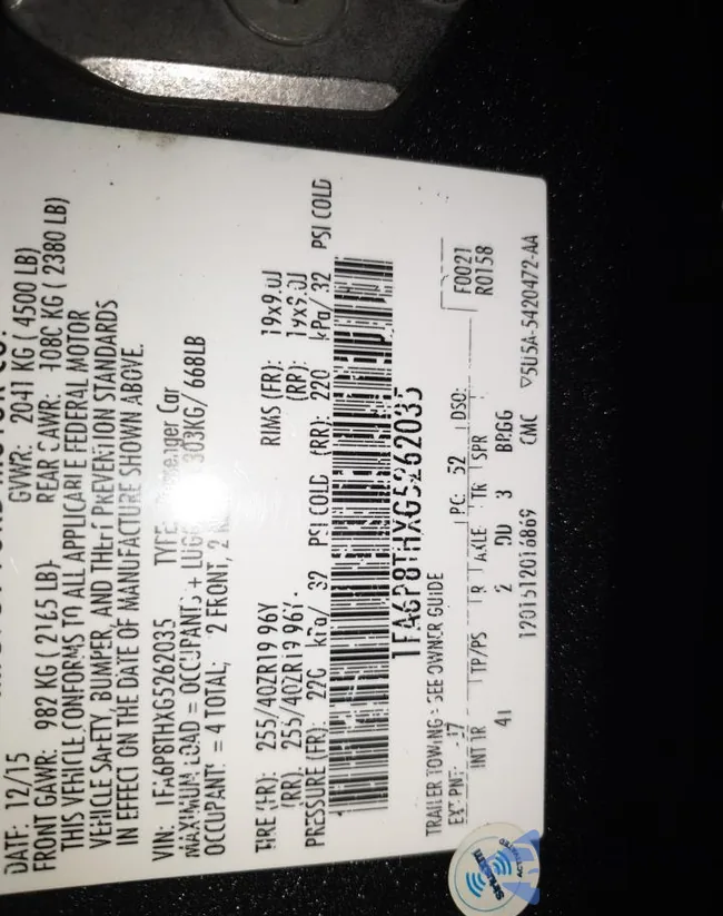 1FA6P8THXG5262035: 56808645