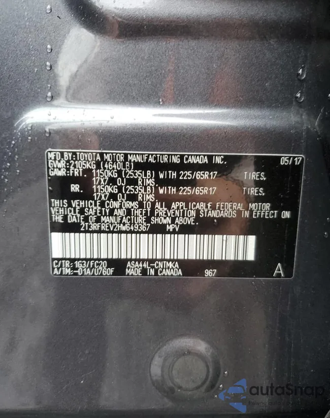 2T3RFREV2HW649367: 56722675