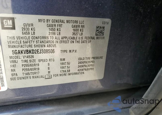 5GAKVBKD2EJ308506: 58005665