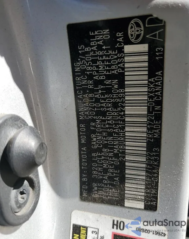 2T1BURHE1FC422598: 57955975