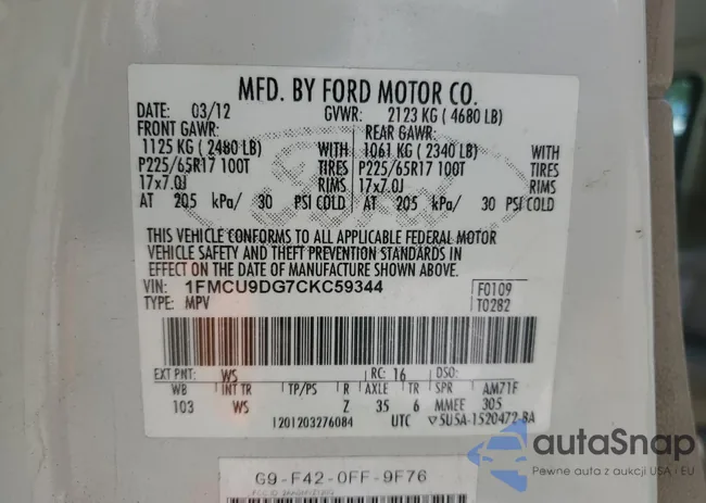 1FMCU9DG7CKC59344: 57723465