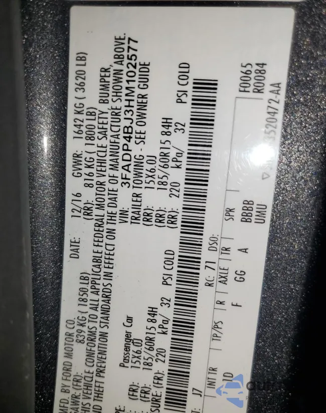 3FADP4BJ3HM102577: 57534895