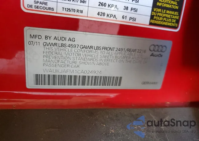 WAUKJAFM1CA024924: 58097535