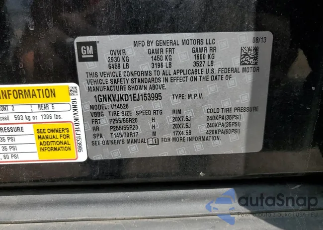 1GNKVJKD1EJ153995: 58859535