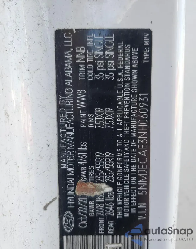 5NMJECAE3NH060931: 58280985