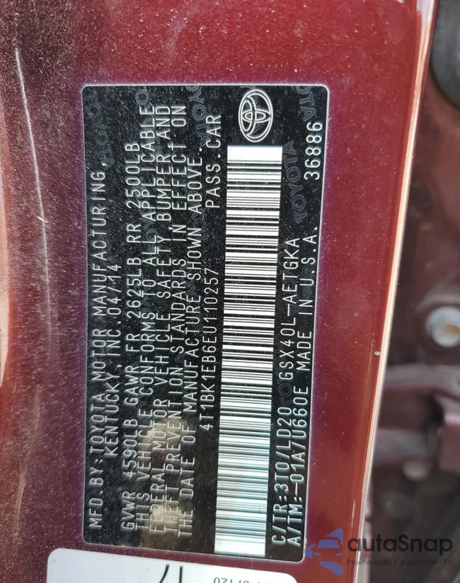 4T1BK1EB6EU110257: 57026815