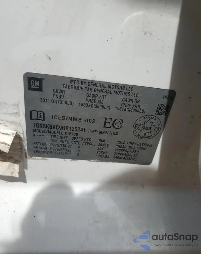 1GNSKBKC9HR135241: 58972635