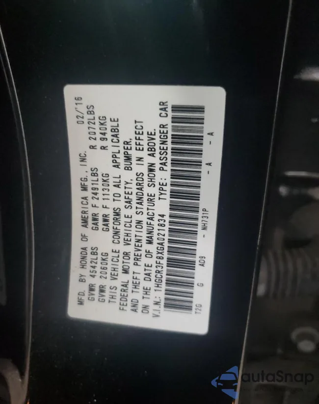 1HGCR3F8XGA021834: 58693395