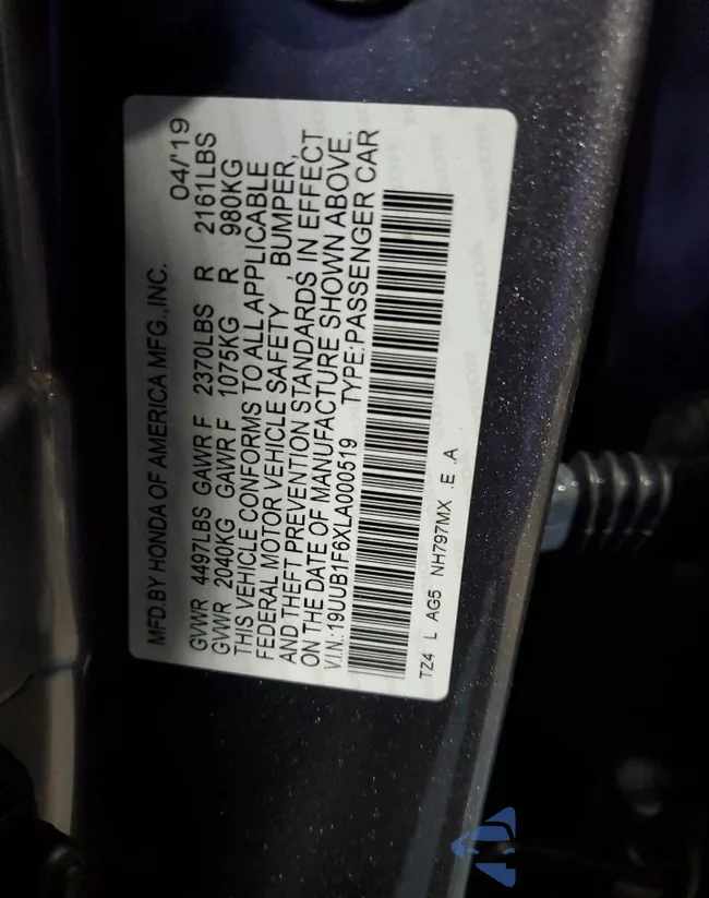 19UUB1F6XLA000519: 55957325