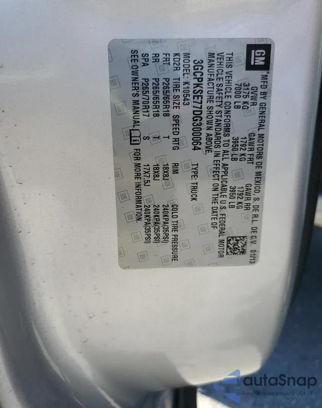 3GCPKSE77DG300064: 57971405