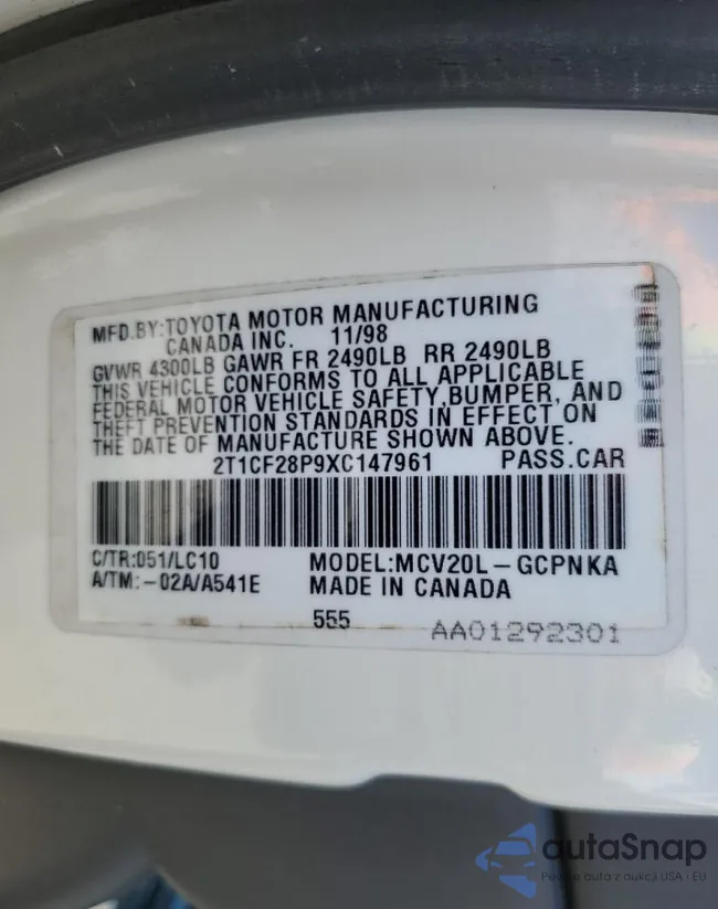 2T1CF28P9XC147961: 57636795