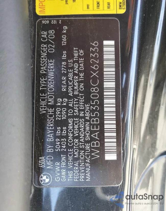 WBAEB53508CX62336: 57233475