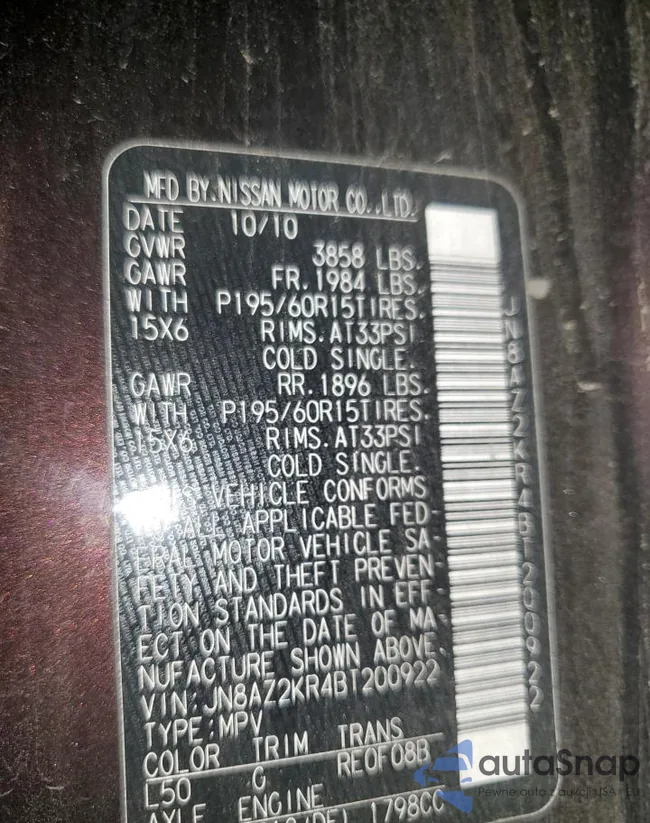 JN8AZ2KR4BT200922: 56608015