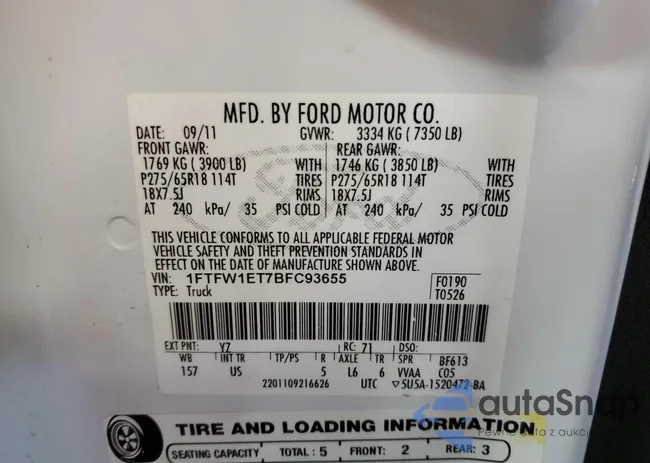 1FTFW1ET7BFC93655: 56787545