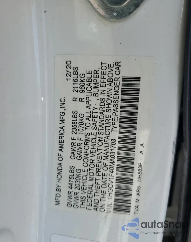 1HGCV1F40MA031703: 57828335