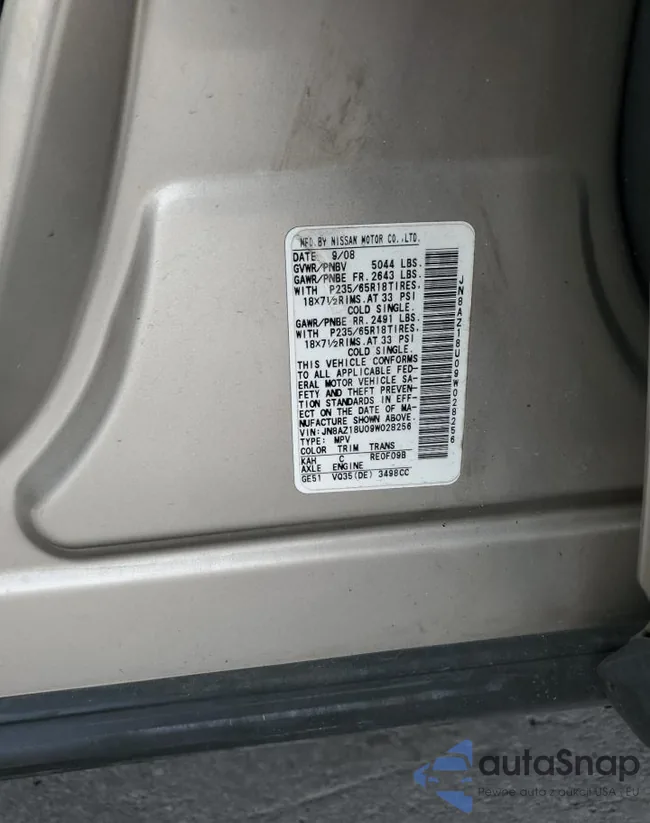 JN8AZ18U09W028256: 56909635