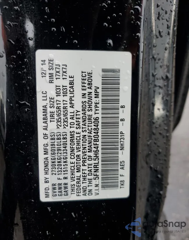 5FNRL5H64FB048406: 58044065