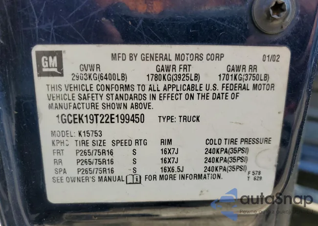 1GCEK19T22E199450: 57424154