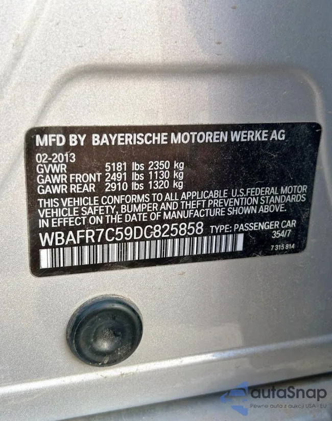 WBAFR7C59DC825858: 62309005