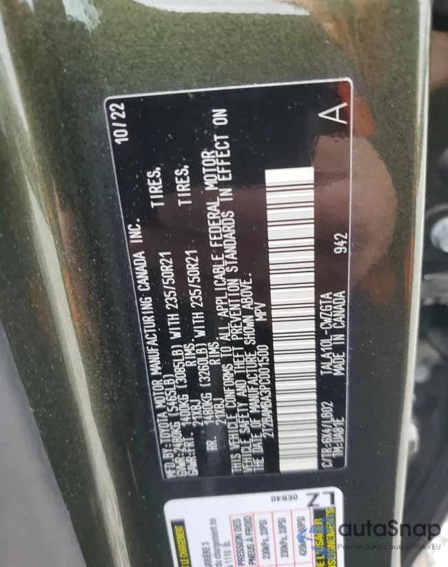 2T2BAMBA3PC001500: 60780575