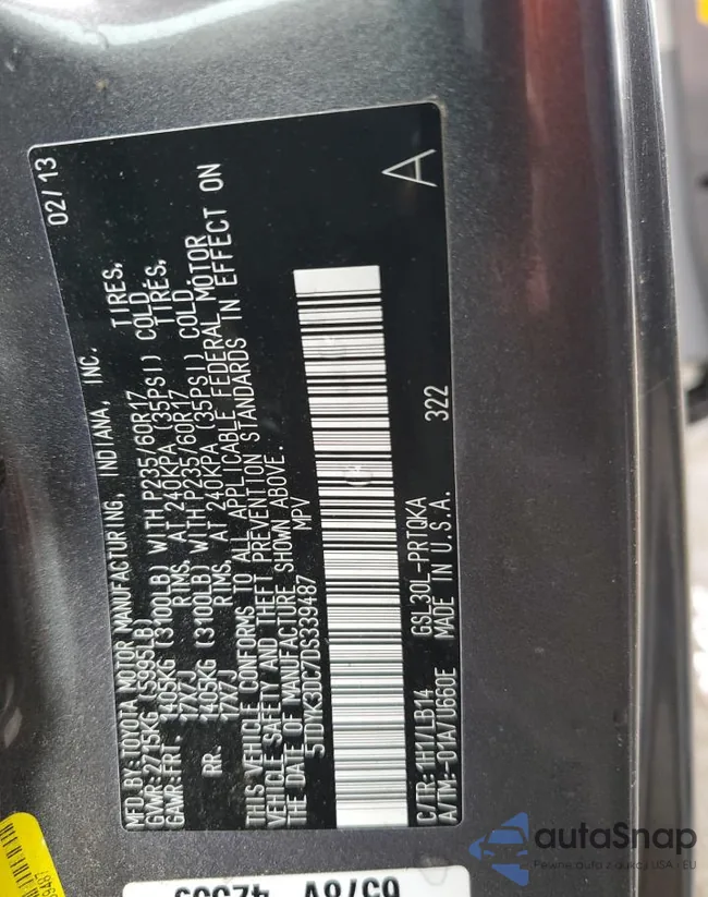 5TDYK3DC7DS339487: 61167785