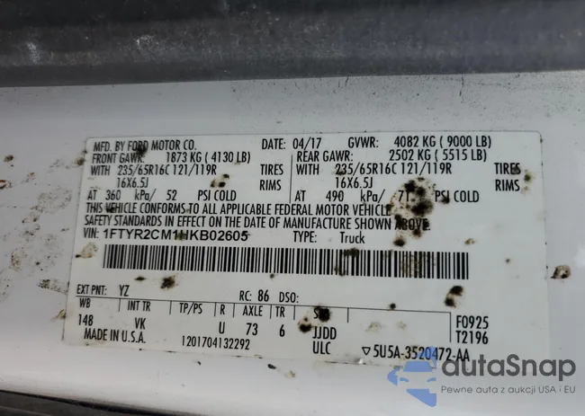 1FTYR2CM1HKB02605: 59355545