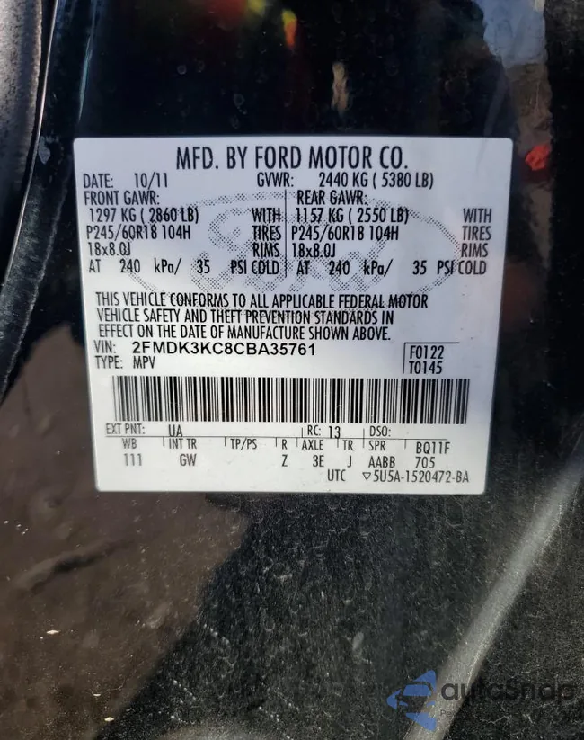 2FMDK3KC8CBA35761: 61386185