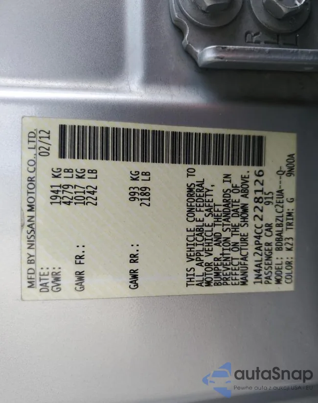 1N4AL2AP4CC228126: 60731145