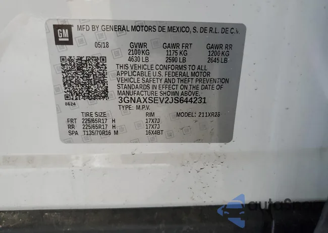 3GNAXSEV2JS644231: 61805075