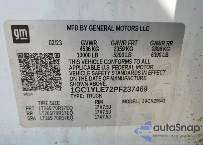 1GC1YLE72PF237469: 53750255