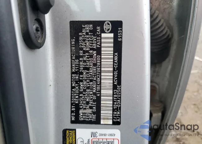 4T1BE46K27U628800: 59934885