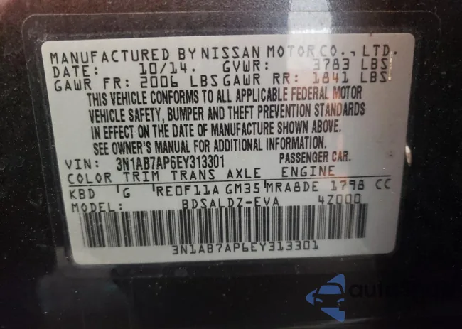 3N1AB7AP6EY313301: 61612115