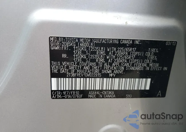 2T3BFREV1DW022915: 59484875