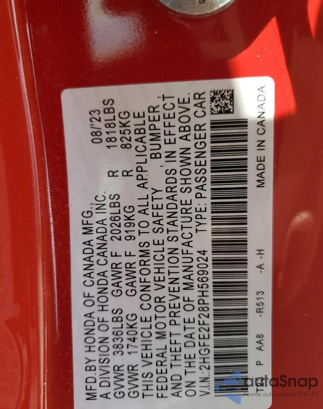 2HGFE2F28PH569024: 61483035