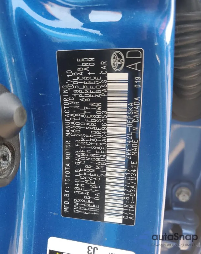 2T1BU4EE3AC496153: 60561415