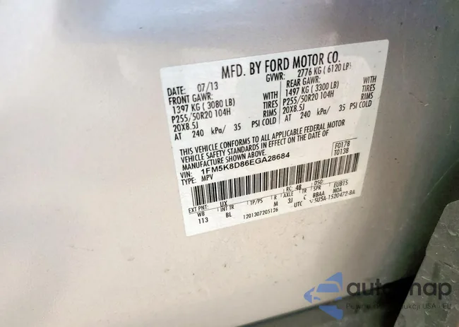 1FM5K8D86EGA28684: 61033225