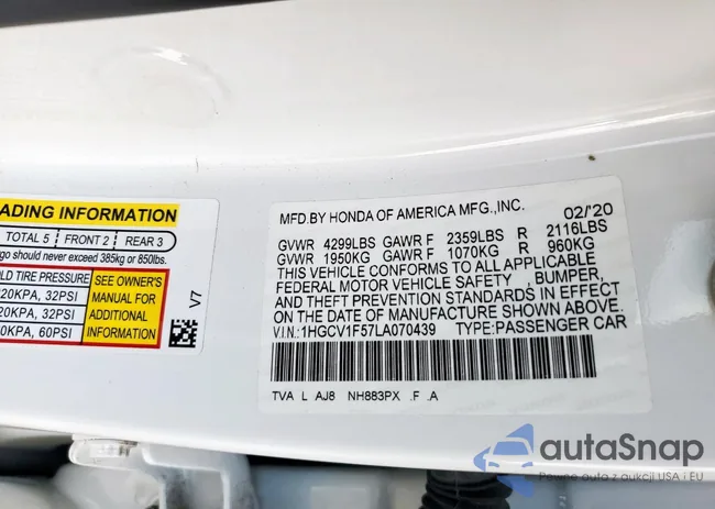 1HGCV1F57LA070439: 61308715